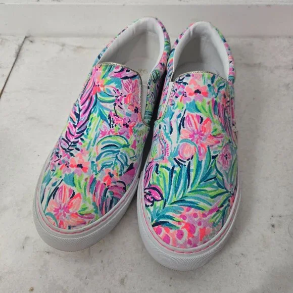 Lilly Pulitzer Size 7  Julie Slip-On Canvas Sneakers Multi Floral Cabana - Picture 2 of 12
